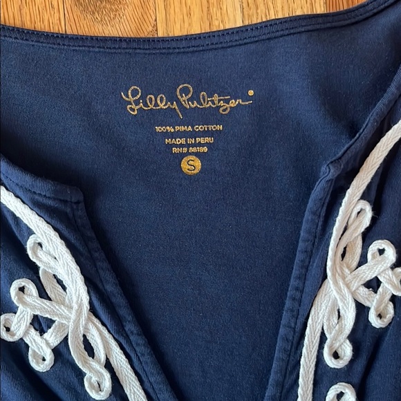 Lilly Pulitzer Cotton Navy Blue Embroidered Dress Size: Small - Picture 2 of 3
